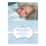 Blue White Baby Photo Announcement