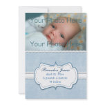 Blue White Baby Photo Announcement