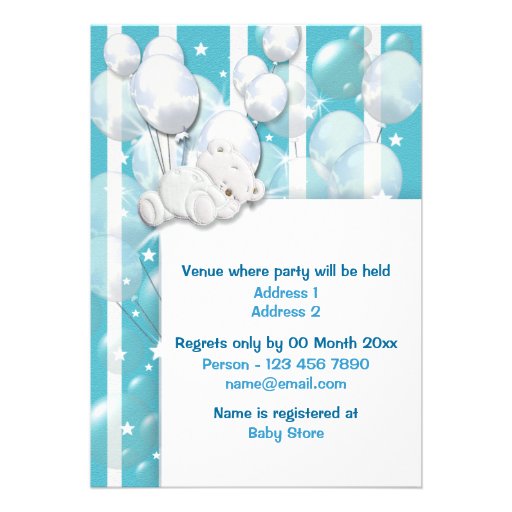Blue white baby shower boys custom invitations