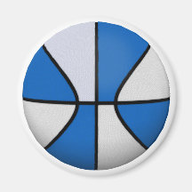 Blue & White Basketball: Refrigerator Magnet