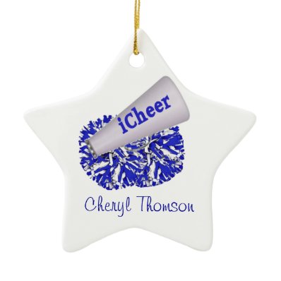 Blue & White Cheerleader ornament