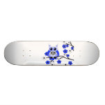 Blue White Cherry Blossoms Owl Skateboard