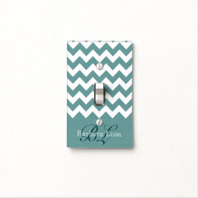 blue white chevron name switch plate covers