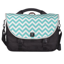 Blue White Chevron Pattern Laptop Computer Bag