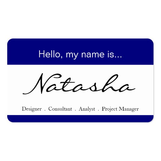 Blue & White Corporate Name Tag - Business Card (front side)