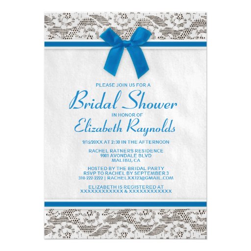 Blue & White Country Lace Bridal Shower Invitation