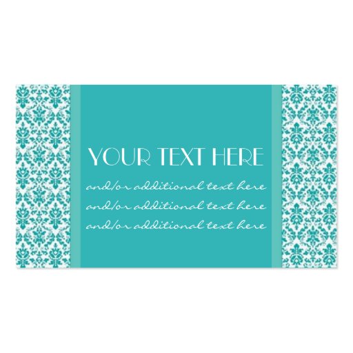 Blue&White Damask Business Card Template (front side)