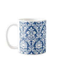 Blue & White Damask Coffee Mugs