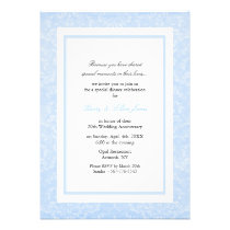 Blue & White Damask Wedding Anniversary Invite invitations