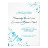 Blue & White Dragonfly Pointillism Custom Wedding Personalized Invite