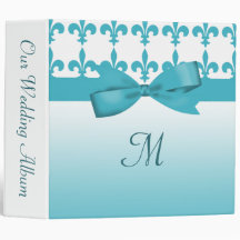 Blue & White Fleur De Lis Wedding Binders