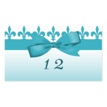 Blue & White Fleur De Lis Wedding Business Card Templates