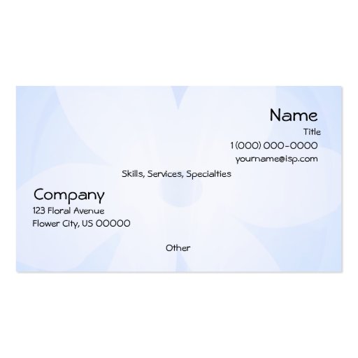 Blue White Floral Glow Business Card (front side)