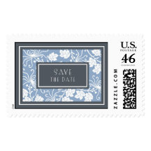 Blue White Floral Save the Date Stamps