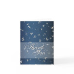 Blue white floral "thank you" greeting card