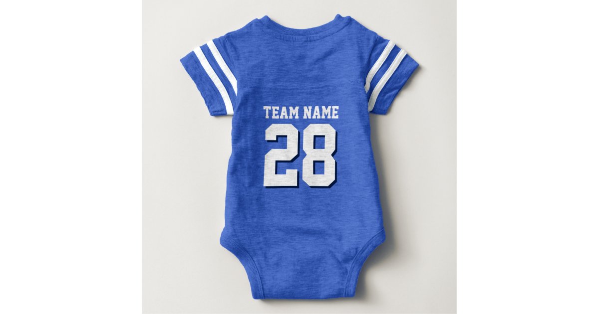 Blue White Football Jersey Sports Baby Romper Zazzle
