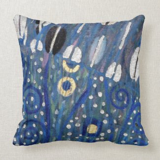 Blue White Gold Klimt Art Nouveau Pillow