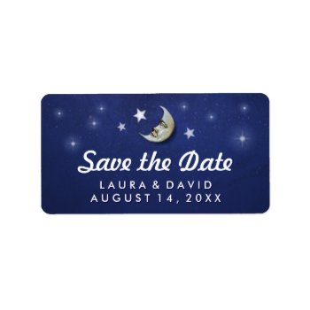 Blue White Gold Moon & Stars Hearts Matching Address Label by juliea2010 at Zazzle