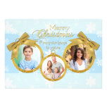Blue White Gold Ornaments Christmas Photo Card
