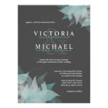 Blue White & Gray Floral Wedding Invitations