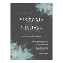 Blue White & Gray Floral Wedding Invitations