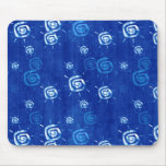 Blue & White Grungy Summer Sun Pattern Mousepad