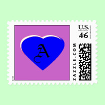 Blue - White Heart Letter A The MUSEUM Zazzle S postage