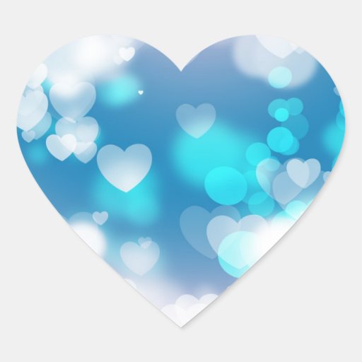 BLUE WHITE HEARTS LAYERS BOKEH DIGITAL WALLPAPER HEART STICKER Zazzle