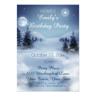 Blue & White Ice Winter Wonderland Birthday Party Card