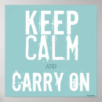 Blue & White Keep Calm and Carry On Art Poster