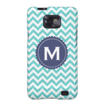 Blue White Monogram Chevron Pattern Samsung Galaxy SII Covers