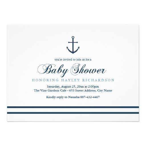 Blue & White Nautical Baby Shower Invite