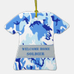 Blue & White Navy Camouflage - Welcome Home! Christmas Ornaments