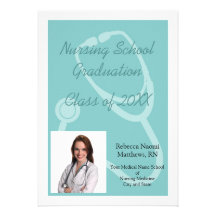 Blue/White Nursing School Graduation Announcement