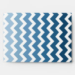 Blue White Ombre Chevron Wedding Envelope
