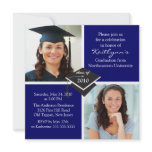 Blue & White Photo Graduation Invitation