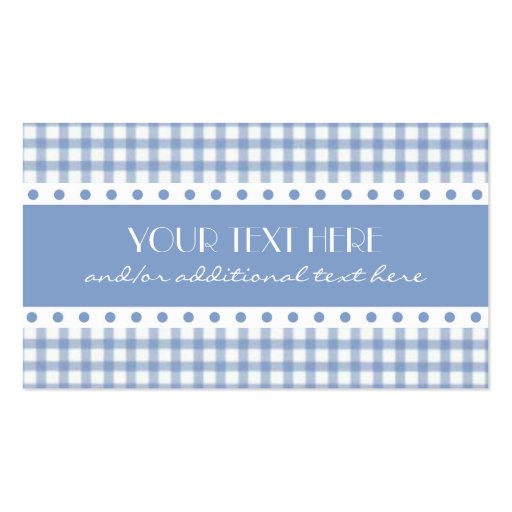 Blue & White Plaid Business Cards (front side)