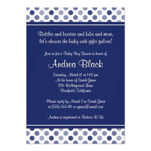 Blue White Polka Dots Daisy Baby Shower Invitation