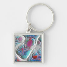 Blue & White Quilt - Magenta & Aqua Delight Key Chains