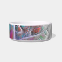 Blue & White Quilt - Magenta & Aqua Delight Cat Water Bowl
