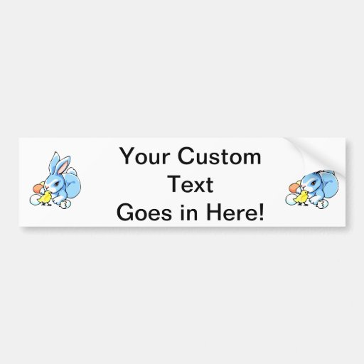 blue white rabbit chick.png bumper stickers