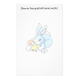 blue white rabbit chick.png custom stationery