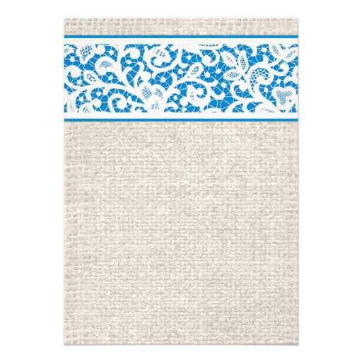 Blue White Rustic Burlap Bridal Shower Invitations