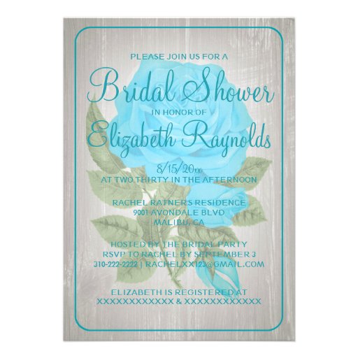 Blue & White Rustic Floral Bridal Shower Invites