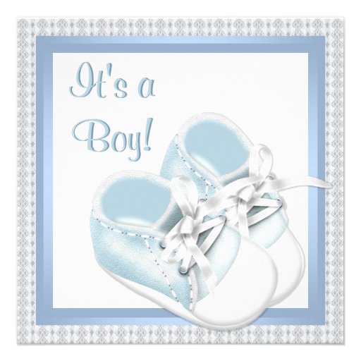 Blue White Shoes Blue Lace Baby Boy Shower Custom Invite