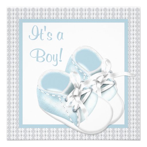 Blue White Shoes Blue Lace Baby Boy Shower Invite