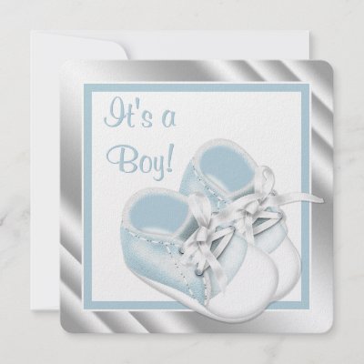 Baby  White Shoes on Blue White Shoes Elegant Blue Baby Boy Shower Custom Invitations From