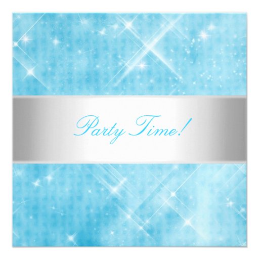 Blue White Silver Lights Party Custom Announcement