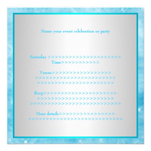 Blue White Silver Lights Party Custom Announcement