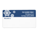 Blue white snow flakes holiday shipping address label